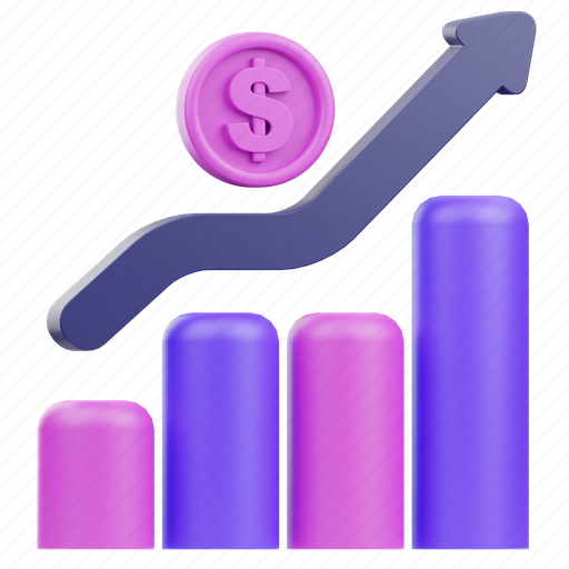 Rising, stock, market, growth, business, financial, success 3D illustration - Download on Iconfinder