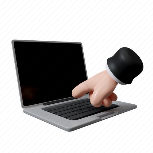 Laptop, hand, gesture, business, finance 3D illustration - Download on Iconfinder
