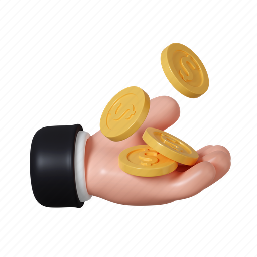 Hand, gesture, money, currency, cash, coin 3D illustration - Download on Iconfinder