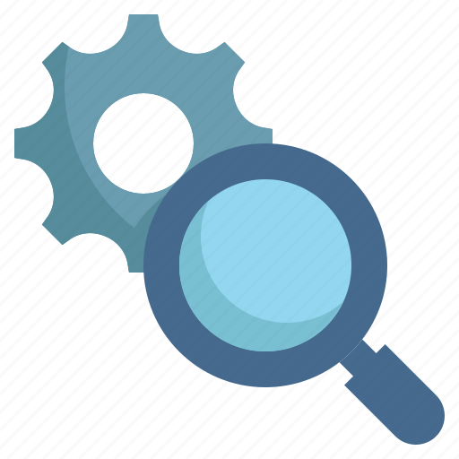 Cog, gear, wheel, setting, search, finding, magnifying icon - Download on Iconfinder