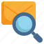envelope, mail, message, check, search, finding, magnifying 
