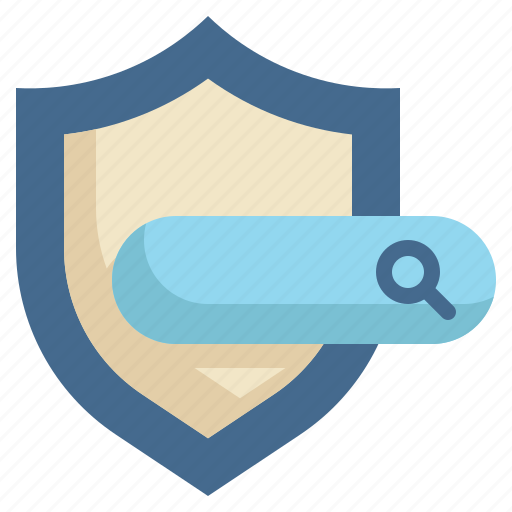 Shield, protect, security, locked, finding, search, magnifying icon - Download on Iconfinder