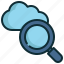 cloud, storage, database, check, search, finding, magnifying 