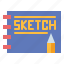 drawing, notebook, pencil, sketch 
