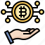 bitcoins, cryptocurrency, payment, hand, blockchain 