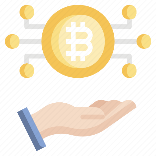Bitcoins, cryptocurrency, payment, hand, blockchain icon - Download on Iconfinder