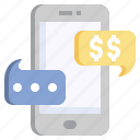 chat, bubble, dollar, smartphone, finance