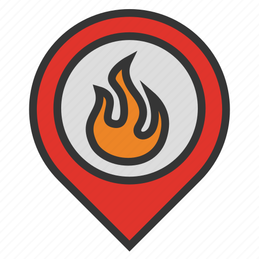 Fire, firefighter, location, map, point icon - Download on Iconfinder