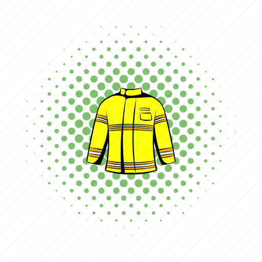 Comics, emergency, fire, firefighter, fireman, jacket, protection icon - Download on Iconfinder