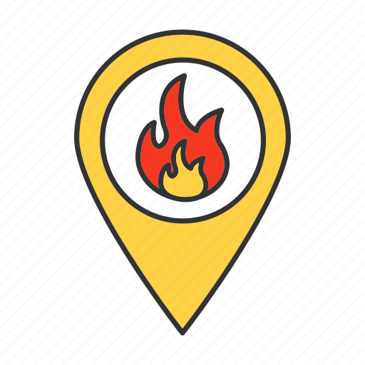 Fire, firefighting, geolocation, location, map, navigation, pointer icon - Download on Iconfinder