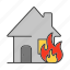 accident, burning, emergency, fire, firefighting, home, house 