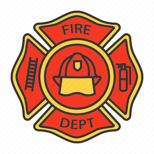 Badge, department, emblem, fire, firefighter, fireman, label icon