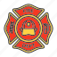 badge, department, emblem, fire, firefighter, fireman, label 
