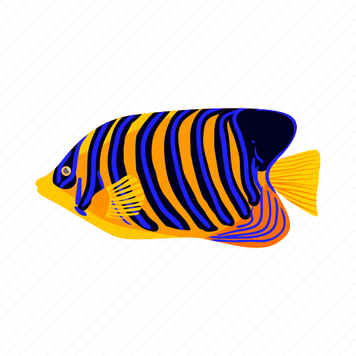 Animal, cartoon, fish, tropical, underwater, water, zebrasoma icon - Download on Iconfinder