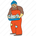 fishmonger, man, fishery, merchant, fishing industry, fish market, fishmonger shop