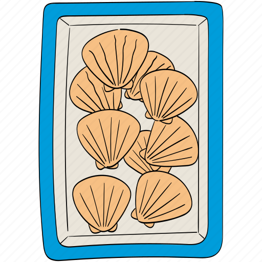 Plastic container, seashells, scallops, seafood, shell, seafood market, fish market icon - Download on Iconfinder