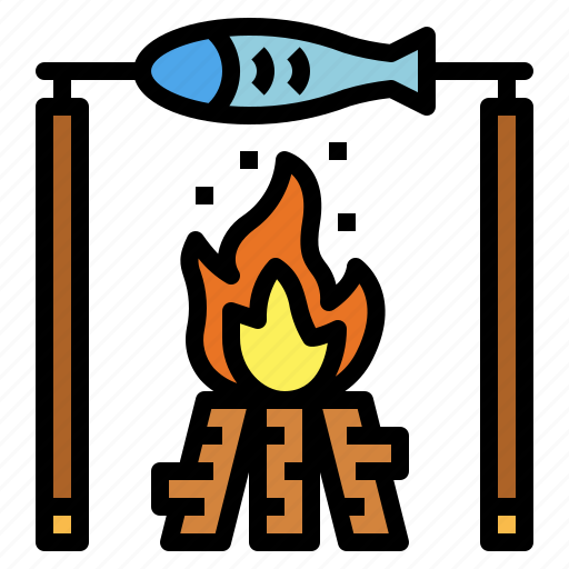 Bonfire, fish, fishing, food icon - Download on Iconfinder