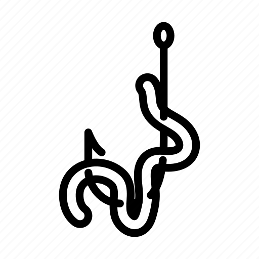 Worm, hook, fish, bait, editable, lineart, black icon - Download on Iconfinder