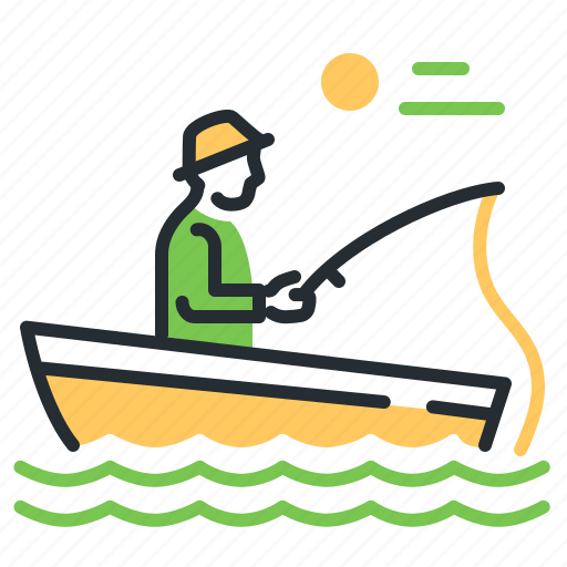 Boat fishing, fish catching, fisherman, hobby icon - Download on Iconfinder