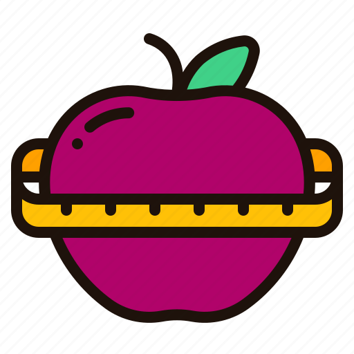 Healthy, apple, measure, tape, fitness, diet, ruler icon - Download on Iconfinder