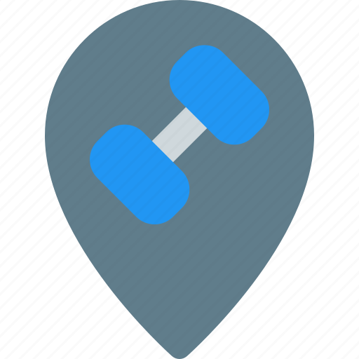 Location, dumbbell, pointer, fitness icon - Download on Iconfinder