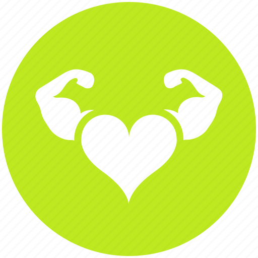 Bodybuilding, cartoon character, champion, fitness, heart flexing muscles, strong heart, wellness icon - Download on Iconfinder