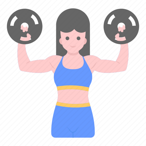Female bodybuilder, woman fitness, exercising, woman weight lifting, female workout icon - Download on Iconfinder