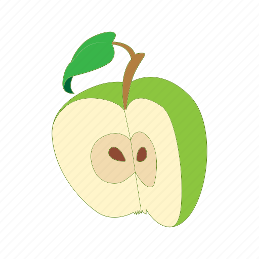 Apple, cartoon, food, fruit, half, healthy, nature icon - Download on Iconfinder