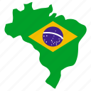 brazil, brazil flag, flag, map, map marker, south america 