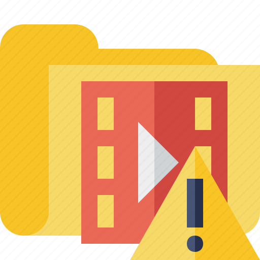 Film, folder, media, movie, video, warning icon - Download on Iconfinder