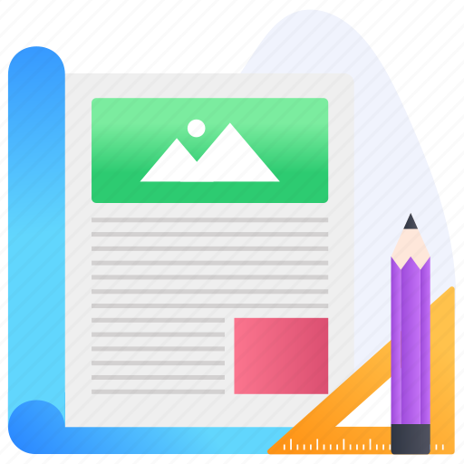 Article writing, blogging, writing content, writing text, magazine layout icon - Download on Iconfinder