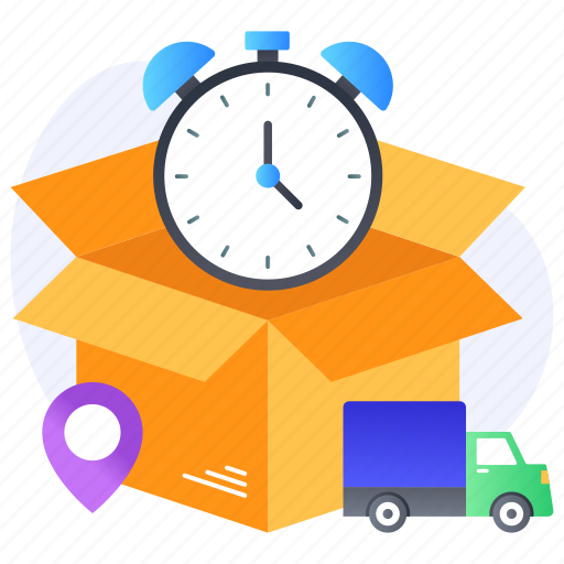 Delivery time, packaging time, on time delivery, logistic, cargo time icon - Download on Iconfinder