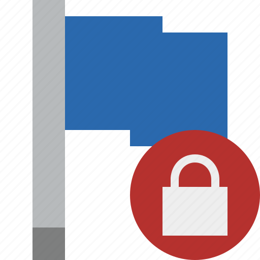 Blue, flag, location, lock, marker, pin, point icon - Download on Iconfinder