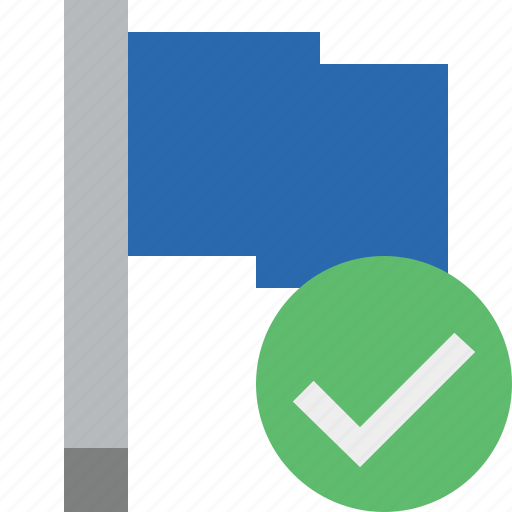 Blue, flag, location, marker, ok, pin, point icon - Download on Iconfinder