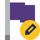 edit, flag, location, marker, pin, point, purple