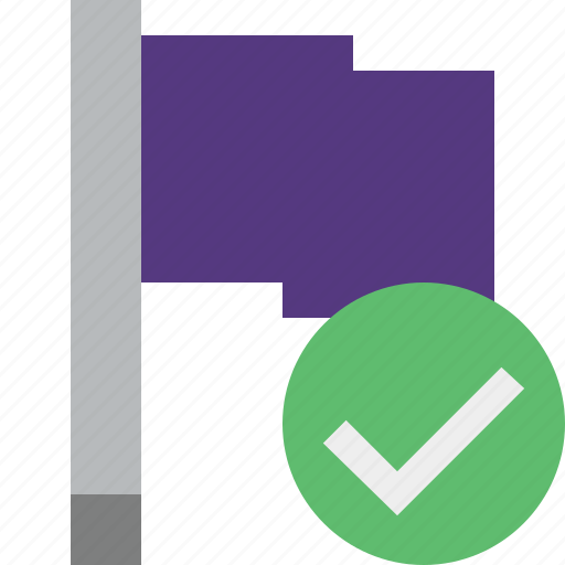 Flag, location, marker, ok, pin, point, purple icon - Download on Iconfinder