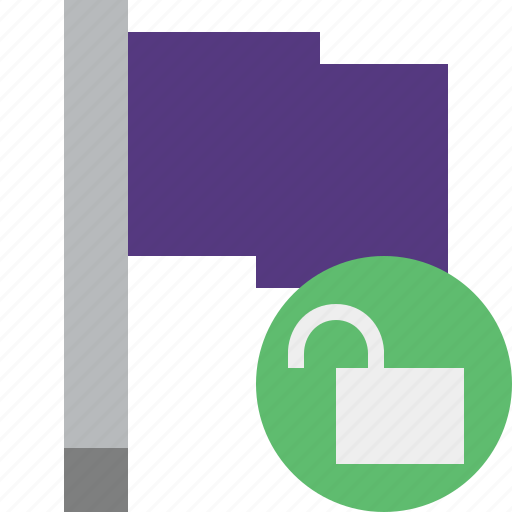 Flag, location, marker, pin, point, purple, unlock icon - Download on Iconfinder