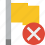 cancel, flag, location, marker, pin, point, yellow 