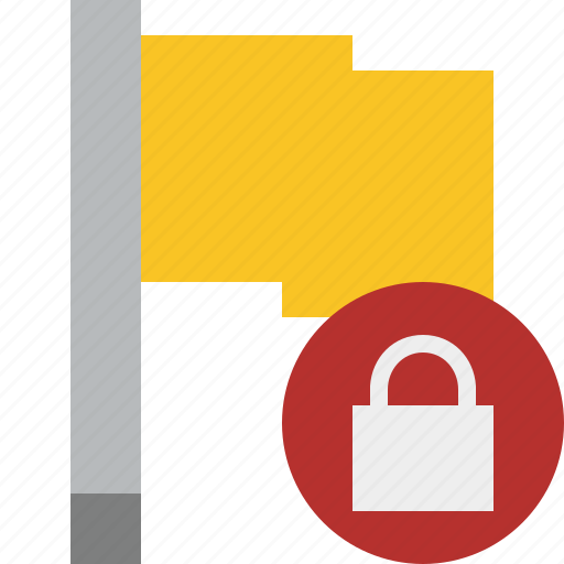 Flag, location, lock, marker, pin, point, yellow icon - Download on Iconfinder
