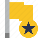 flag, location, marker, pin, point, star, yellow