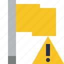 flag, location, marker, pin, point, warning, yellow