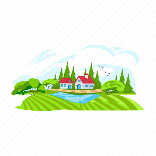 Countryside background, nature background, farmland landscape, lake view, rural area icon - Download on Iconfinder