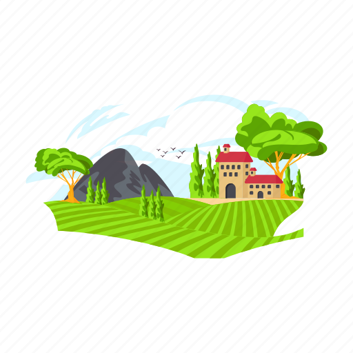 Hilly area, rural area, farmland, countryside, nature background icon - Download on Iconfinder