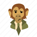 businessman, character, confusion, face, monkey, necktie