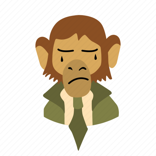 Businessman, character, crying, face, monkey, necktie icon - Download on Iconfinder