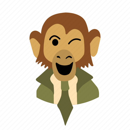 Businessman, character, face, monkey, necktie, wink icon - Download on Iconfinder