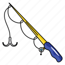 fishing pole, fishing rod, fishhook, angling rod, jigging rod