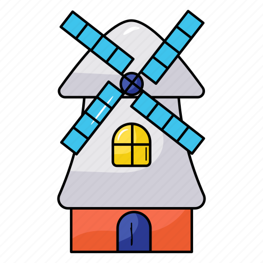 Windmill, kinderdijk, dutch windmill, wind turbine, landmark icon - Download on Iconfinder