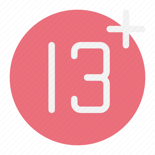Plus, 13, age limit icon - Download on Iconfinder