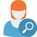 search, user, woman, female, profile, account 